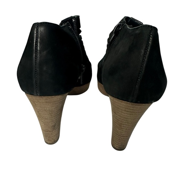 Paul Green Tasha Black Nubuck Leather Gladiator Peep Toe Ankle Booties Heels - Picture 2 of 11